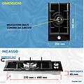 pc301g piano cottura a gas 1 fuoco 30cm vetro nero 1 bruciatore griglie in ghisa