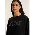 felpa cropped con stampa "flow" e borchie nero donna extra small