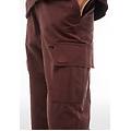 pantaloni cargo in canvas tinto capo bitter chocolate direct dyed donna large
