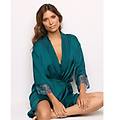 kimono in viscosa con dettagli tulle ricami in pizzo berry / verde scuro / xs/s verde scuro