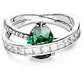 anello cocktail hyperbola taglio misto a doppia fascia verde placcato rodio 60