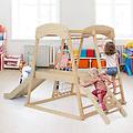 parco giochi 6-in-1 per bambini 1+ anni con barre di scimmia scivolo corda e scale in legno palestra