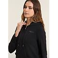 felpa cappuccio zip con strass e inserto effetto seta nero donna medium