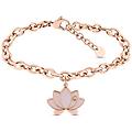 bracciale lady sweet acciaio rosato fiori di loto e cristalli collezione lady sweet rosa