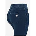 pantalone jeggings skinny vita media in jersey denim dark jeans-seams on tone donna extra small