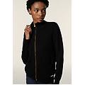 maglia in tricot con collo alto zip e tasche quadrate nero donna small