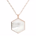 collana lunga catena rolo con pendente esagono grande in pietra naturale