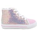 sneakers da bambina rosa e argento con zip taglia 20