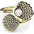 anello aperto idyllia crystal pearl conchiglia bianco placcato color oro 52
