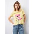 - t-shirt girocollo in puro cotone gialla regular fit con fiori donna giallo taglia xs
