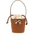 borsa a spalla 'brown leather shoulder bow bag'