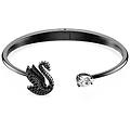 bracciale rigido swan cigno nero placcato rutenio s