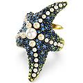 anello cocktail idyllia crystal pearls stella marina multicolore placcato color oro 60