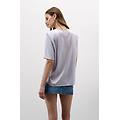 maglia manica corta girocollo in raso di seta donna viola taglia m