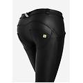 pantaloni push up wr. up vita bassa in similpelle ecologica nero donna large