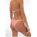 slip bikini stampa floreale con chiusura a laccetti rosso corallo donna large