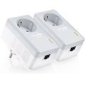 power line av600 starter kit nano con presa passante silver e white tl pa4010pkit