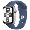 watch se gps + cellular 4g 44mm cassa in alluminio argento cinturino sport denim m/l