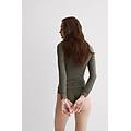 maglia scollo a v ultralight con cashmere e pizzo donna verde taglia l