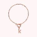 bracciale catena forzatina con pendente lettera pav&eacute; in cubic zirconia