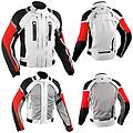 a-pro giacca moto tessuto mesh protezioni ce impermeabile 4 stagioni bianco / rosso s