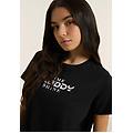 t-shirt comfort fit con logo e slogan "time shine" nero donna small