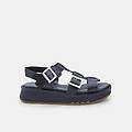 sandali in pelle da donna con platform nero