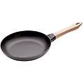 pans padella con manico in legno 24 cm ghisa nero opaco