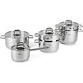 set pentole le grand chef 10 pezzi acciaio inox 18-10 casseruole vaporiera