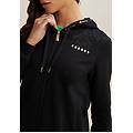 felpa zip leggera con cappuccio e dettagli floreali nero donna small