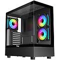 case showbui 42b gaming tower atx 3x12cm argb fan 2xusb3 type-c side & front panel temp glass