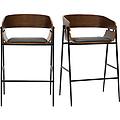 sgabelli da bar design in legno scuro e metallo nero (set di 2) wess