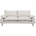 divano design 3 posti in tessuto effetto velluto testurizzato beige e metallo nero dory