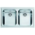 lavello integrato 2 vasche logica line l 79 x l 50 cm argento