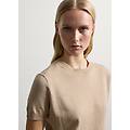 - maglia a maniche corte in cotone e lino donna sabbia taglia xs