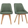 sedie scandinave in tessuto ciniglia verde kaki e legno chiaro (set di 2) hasta