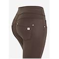 pantalone skinny vita media senza bottoni in similpelle french roast donna large