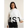 felpa cappuccio cropped oversize con stampa mst bianco donna large