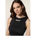 top sportivo in tessuto tecnico con logo bronzo black-all flow grey+bronze donna medium