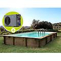 kit piscina in legno tampa 7. 20 x 4. 20 x 1. 44 + pompa di calore potenza 6.