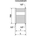 termoarredo scaldasalviette lisa 22 h 700 l 500 cromato 13 elementi tubolare ral 9010 interasse 450