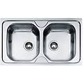 lavello sottotop 2 vasche onda line inox l 50 x l 86 cm argento
