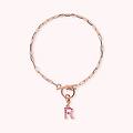 bracciale catena forzatina con pendente lettera pav&eacute; in cubic zirconia