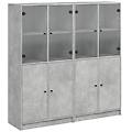 - libreria ante grigio cemento 136x37x142 cm in legno multistrato