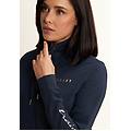 felpa zip collo alto con dettagli floreali e stampa su manica blu navy donna small