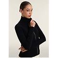 maglia collo a camicia slim fit con zip e dettagli in costina nero donna extra small