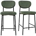 sgabelli da bar fissi in velluto a coste verde kaki h65 cm (set di 2) breka