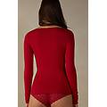maglia manica lunga in modal con cashmere e scollo a barchetta donna rosso taglia xl