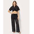pantalone lungo traforato crochet / nero / m nero
