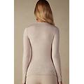 maglia scollo a v in modal ultralight con cashmere donna naturale taglia m